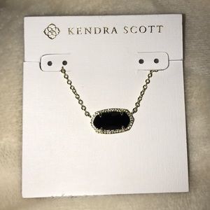 Elisa Gold Pendant Necklace In Black